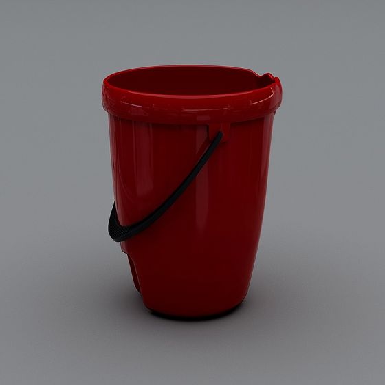 Vibrant Red Bucket 3D Model