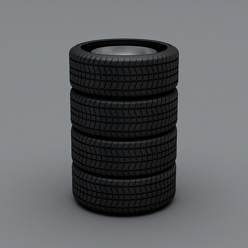 Four tires are stacked