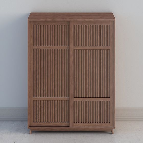 Wooden Sliding Door Wardrobe 3D model