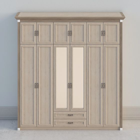 Elegant Low-Poly Wardrobe 3D model