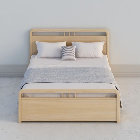 Low-Polygon Modern Bed Frame 3D model
