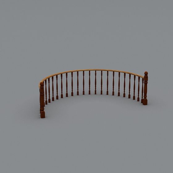 Curved Wooden Rail 3D model for Creative Spaces