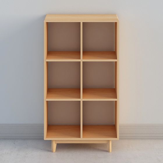 Stylish Low-Poly Bookshelf 3D model for Contemporary Spaces