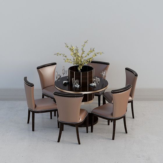 Elegant Round Dining Table 3D model