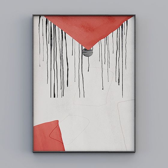 Drip Ink Abstract Painting 3D model