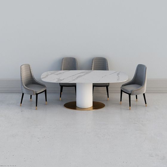 Stylish Dining Table and Chair Set 3D model for Modern Interiors