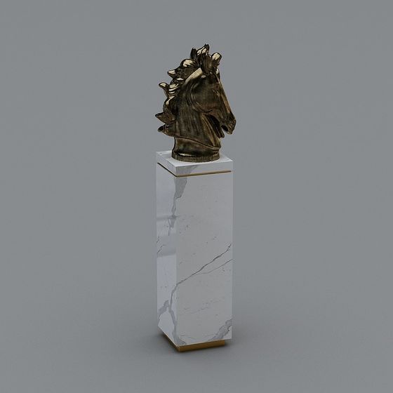 Elegant Low-Poly Horse Head Sculpture 3D model