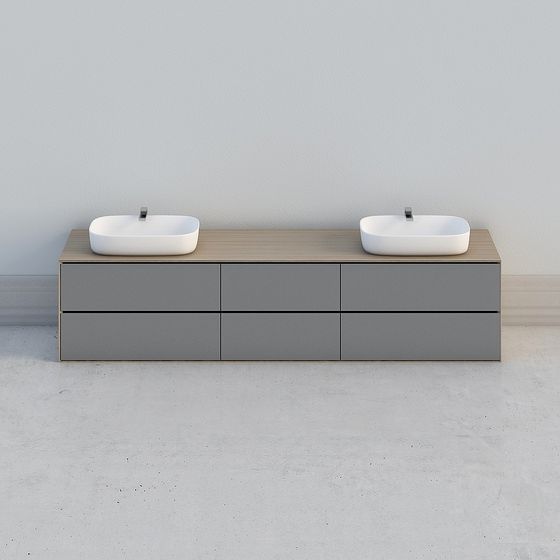 Minimalist Double Sink Bathroom Vanity 3D model