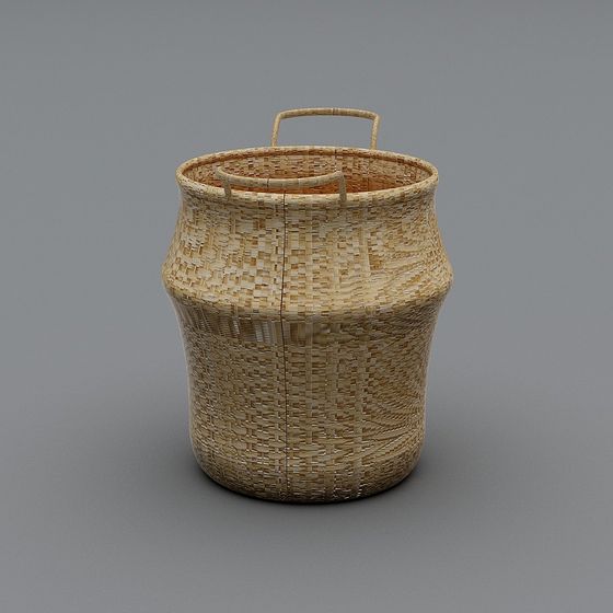 Rustic Handwoven Basket 3D model