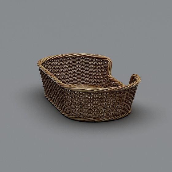 Vintage Low-Poly Woven Basket 3D Model