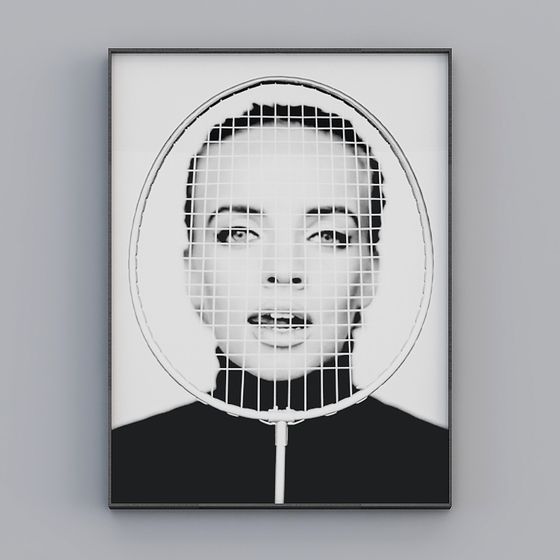 Unique Low Poly Badminton Racket Portrait 3D model