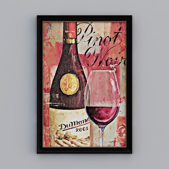 Artistic Wine Themed 3D Model - Pinot Noir