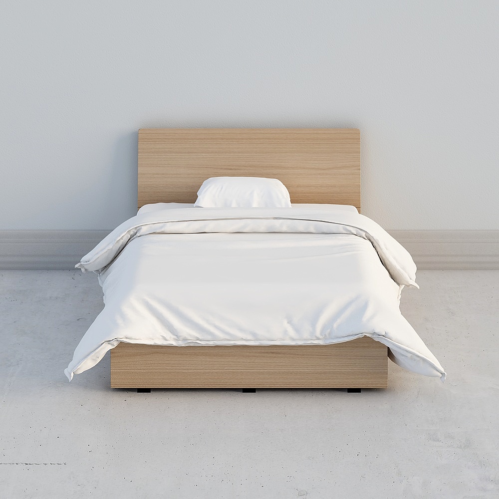 Lit en bois (draps blancs)