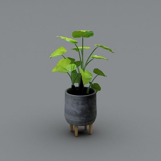 Цилиндрический большой цементный горшок на четырех ножках