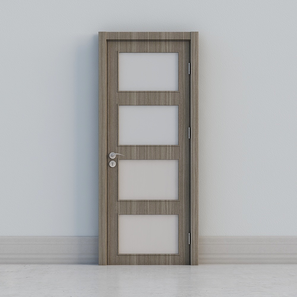 porte en bois gris moderne avec fenêtres
