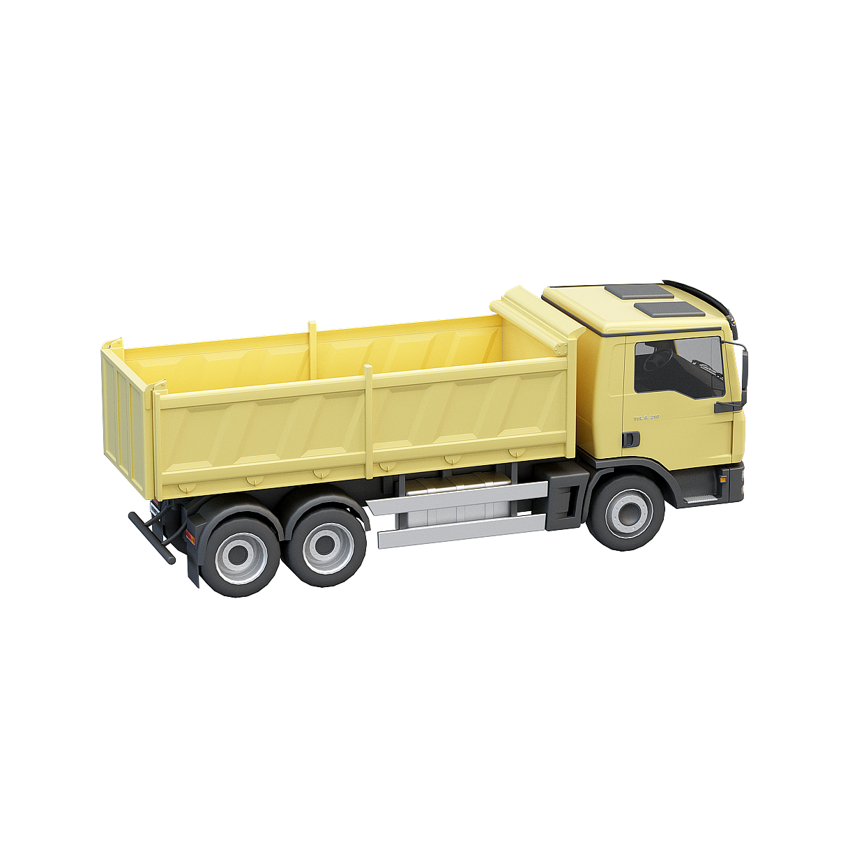 Yellow Dump Truck 3D Model – Low Poly Construction Vehicle
