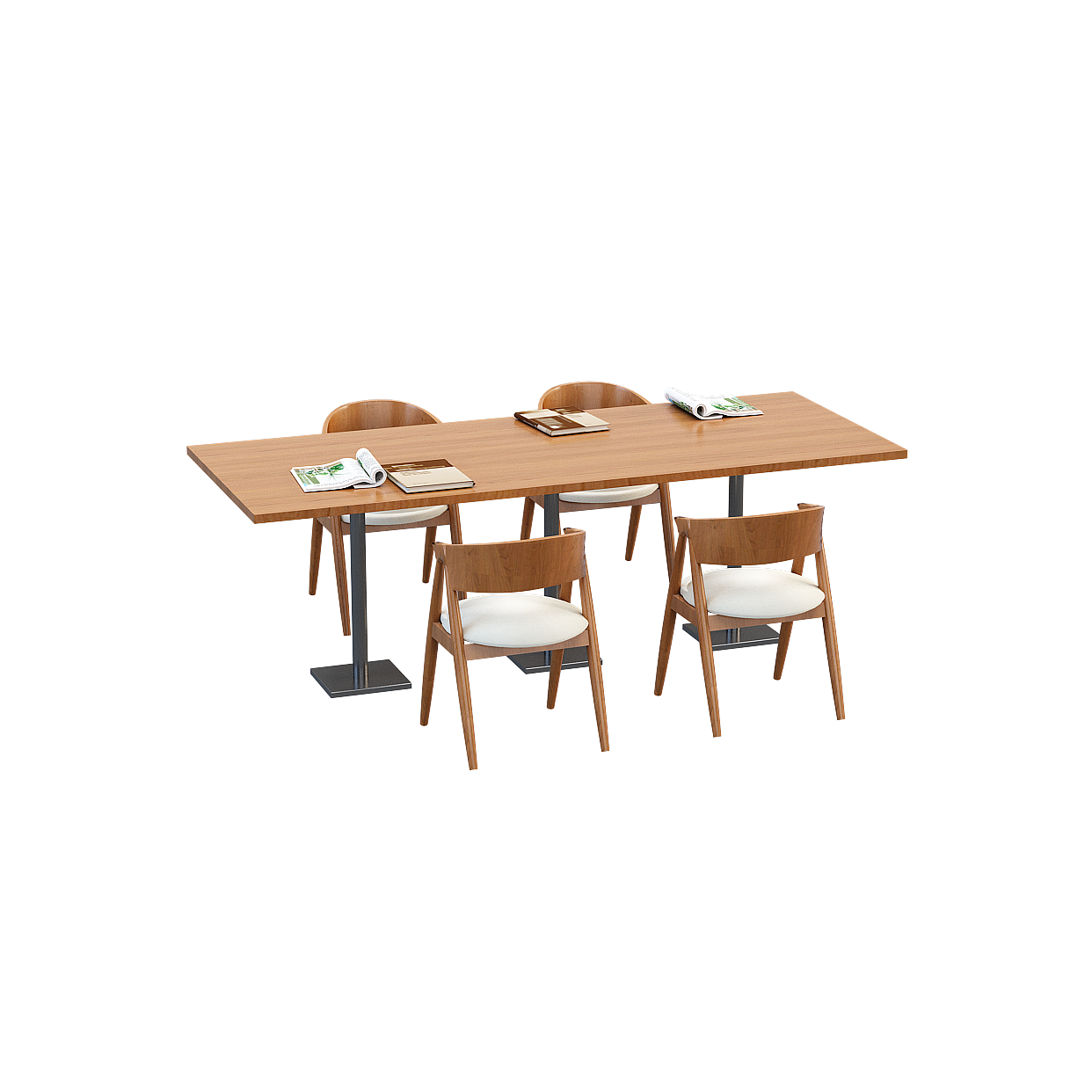 Conference Table and Chair Set – Minimalist Wood & Metal