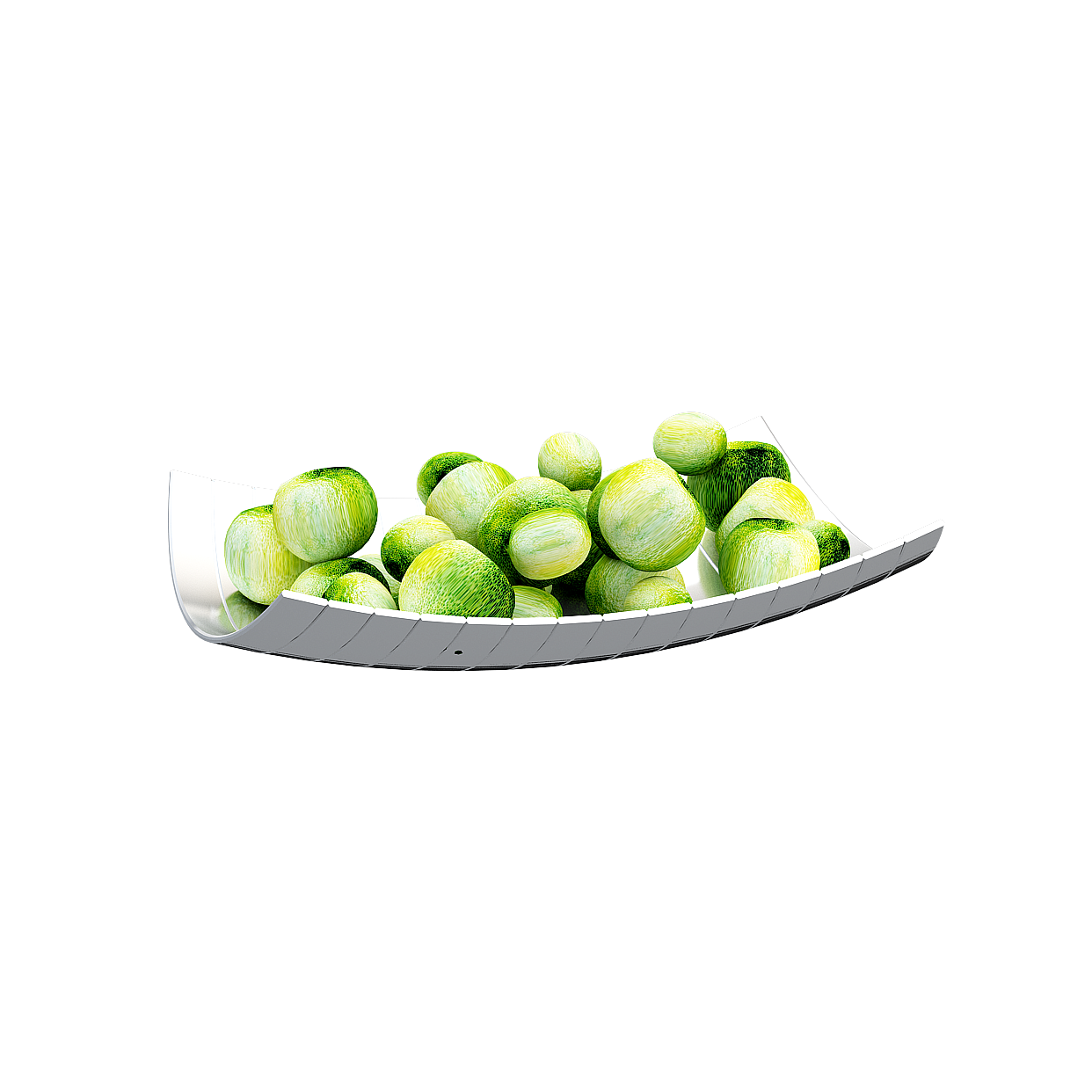 Elegant Fruit Bowl 3D Model – Silver Rim with Green Fruits