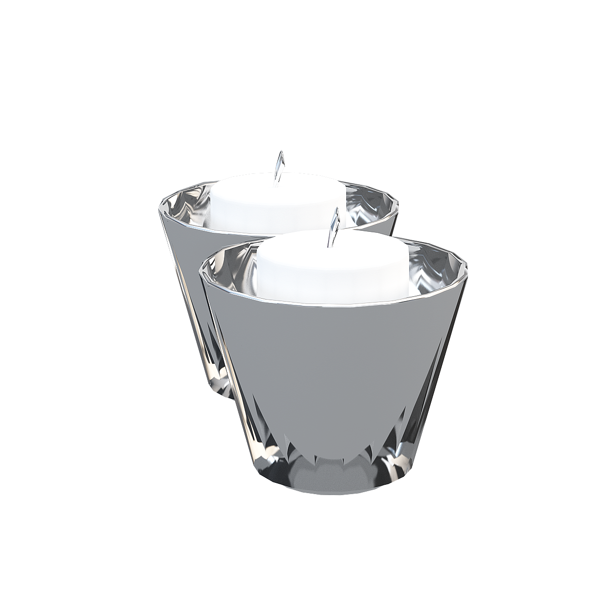 Crystal Candelabra 3D Model – Low Poly Metal Candleholder