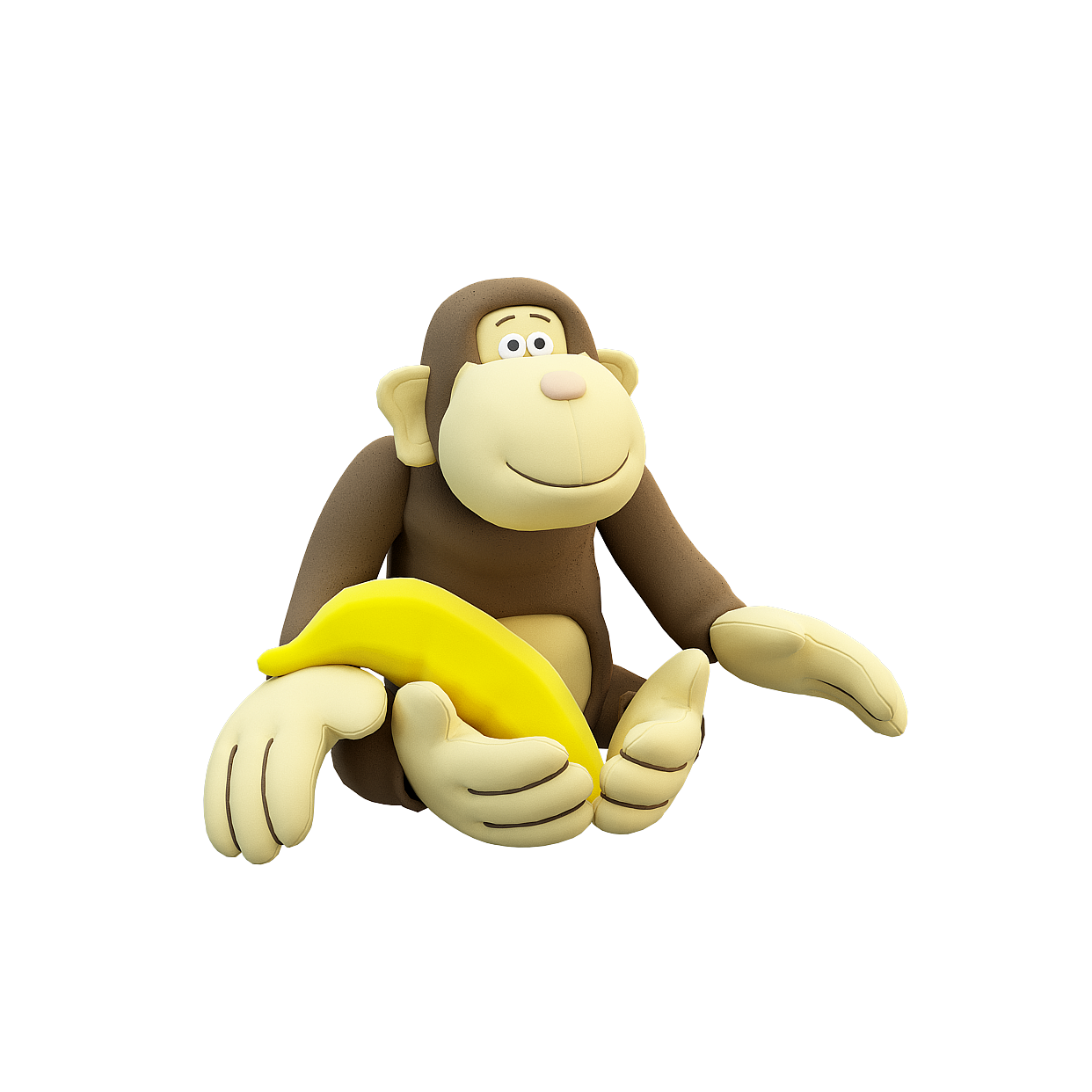 Banana Buddy 3D Model – Vibrant Low-Poly Monkey