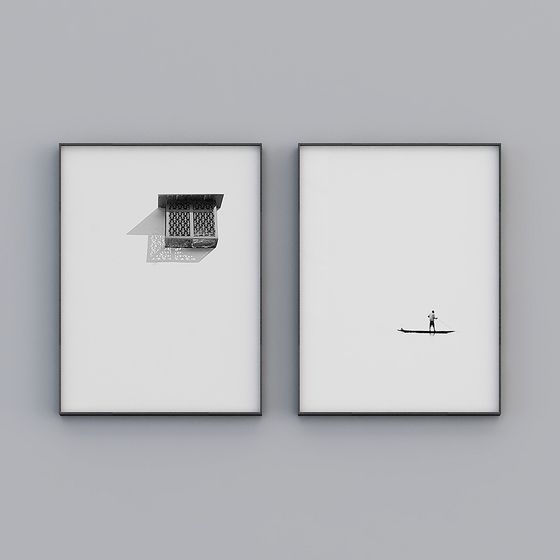 Charming 3D Models of Vintage Window and Isolated Fisherman