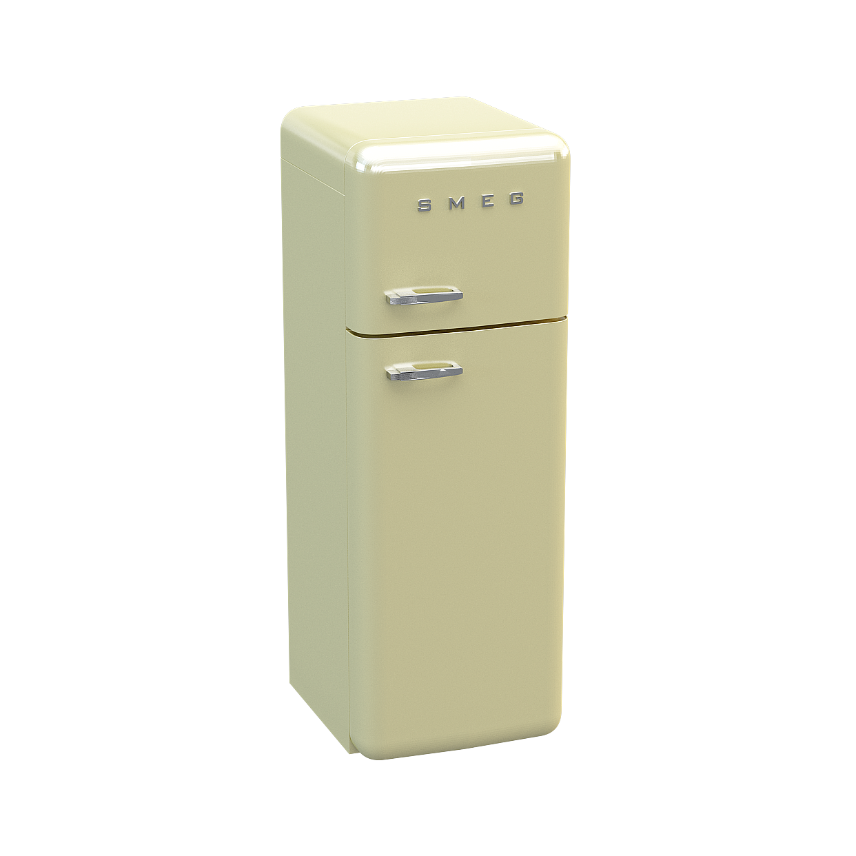 Retro Modern Refrigerator 3D Model – Low-Poly Dual Door