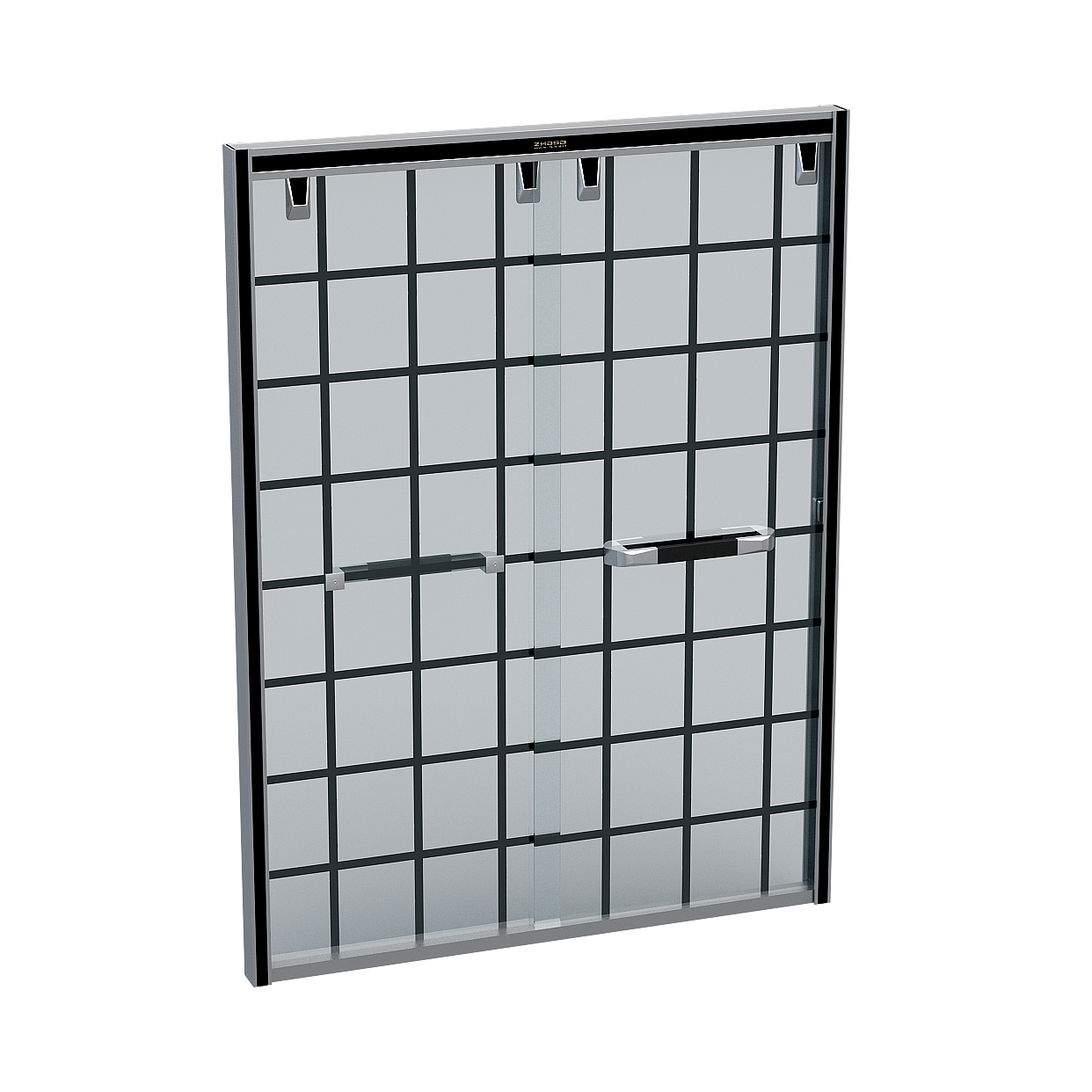 Stylish Glass Curtain Wall 3D Model – Black Metal Frame