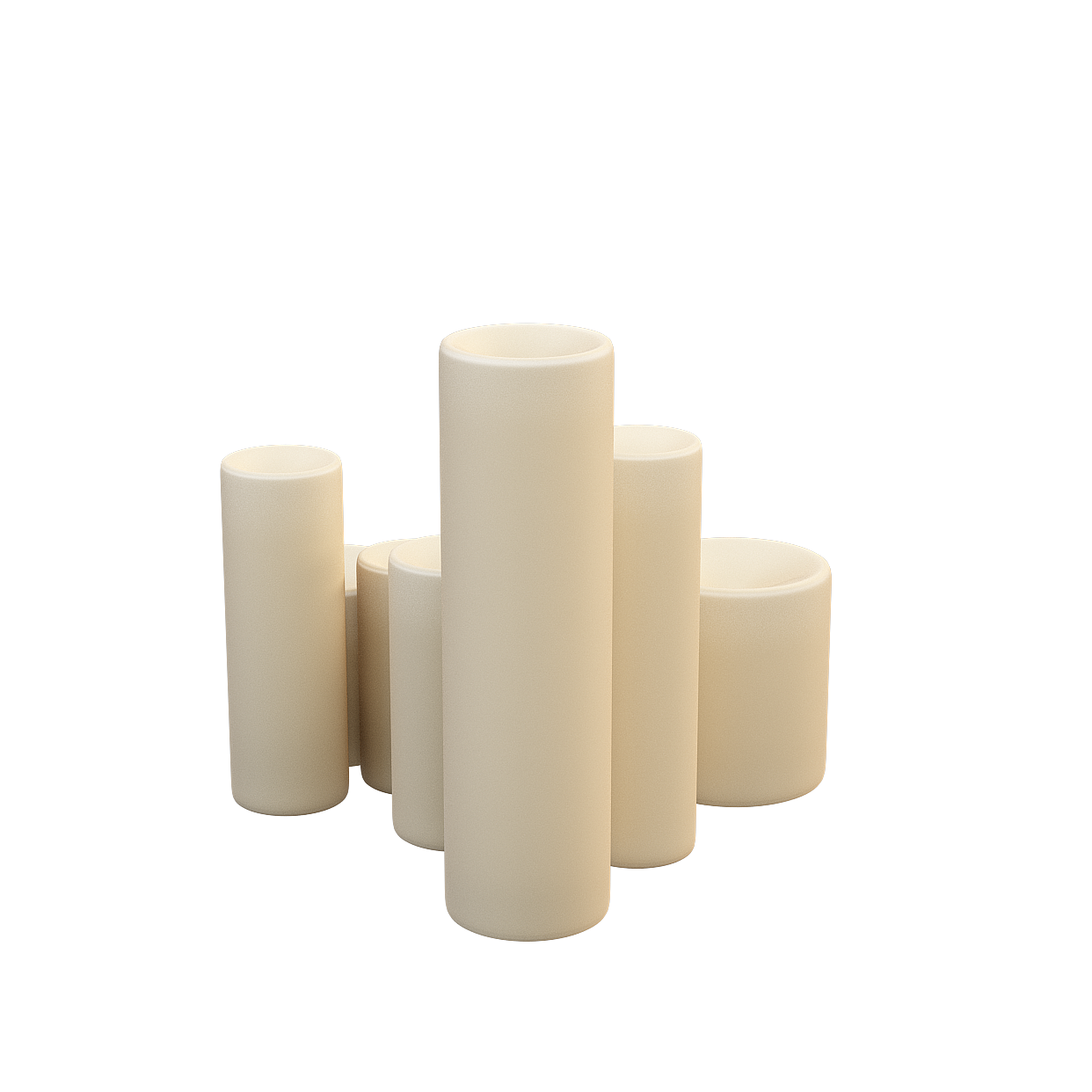 Stylish Low-Poly Candle Holder Set – Beige Minimal Design