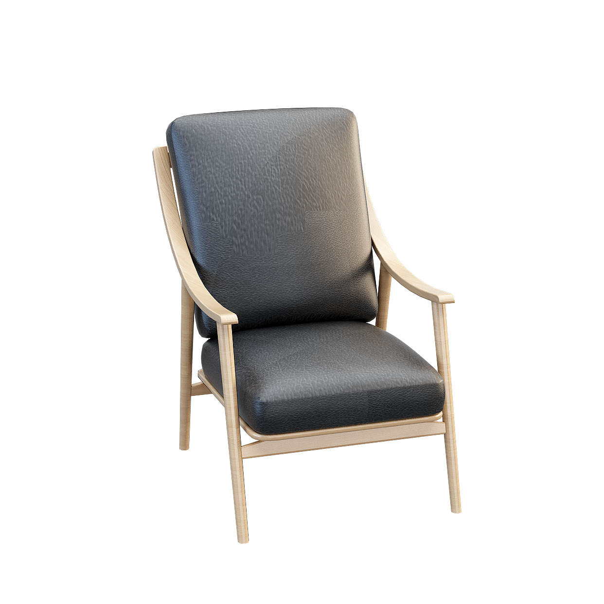 Urban Leisure Chair 3D Model – Leather and Wood