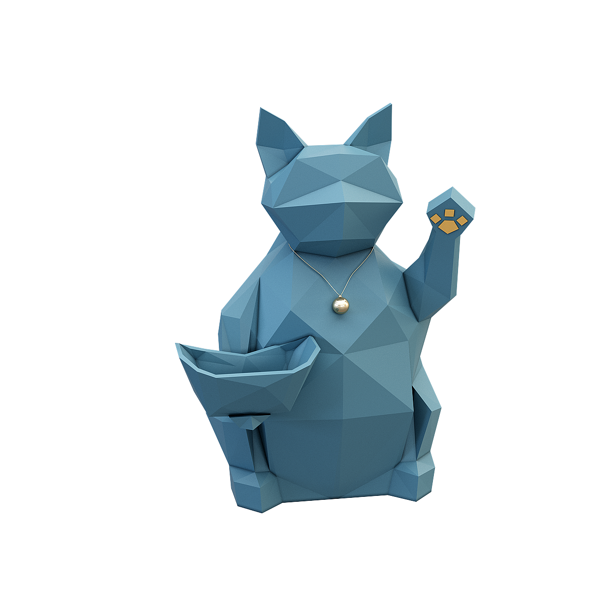 Charming Lucky Dog 3D Model – Blue & Gold Low-Poly Design