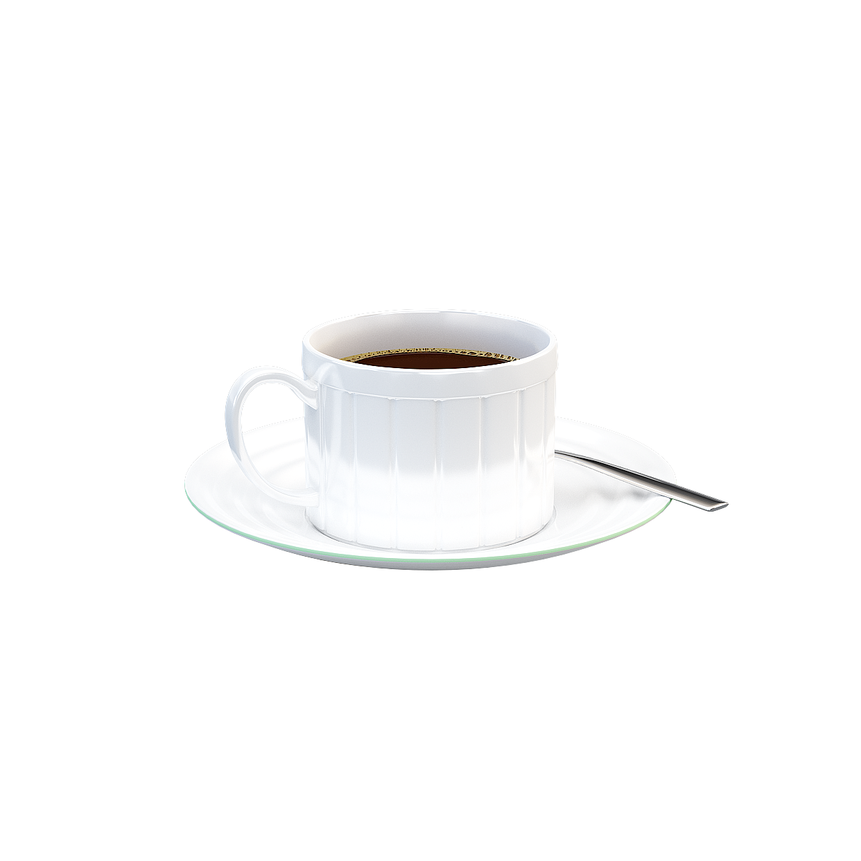 Elegant Coffee Cup Set 3D Model – Silver Textured Design