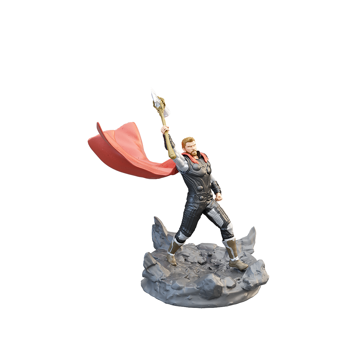 Epic Thor Low-Poly 3D Model with Armor and Mjolnir