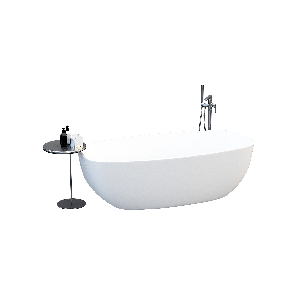 Sleek Minimalist Bathtub 3D Model – Glossy Oval Design