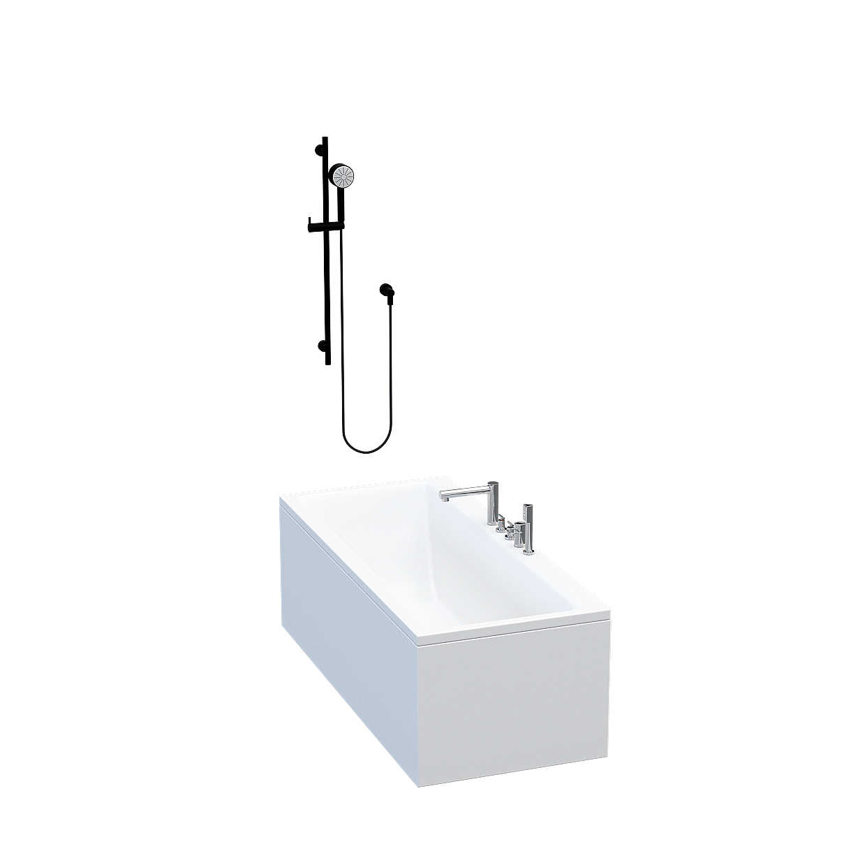 Modern Minimalist Bathroom Set 3D Model – Ceramic & Metal