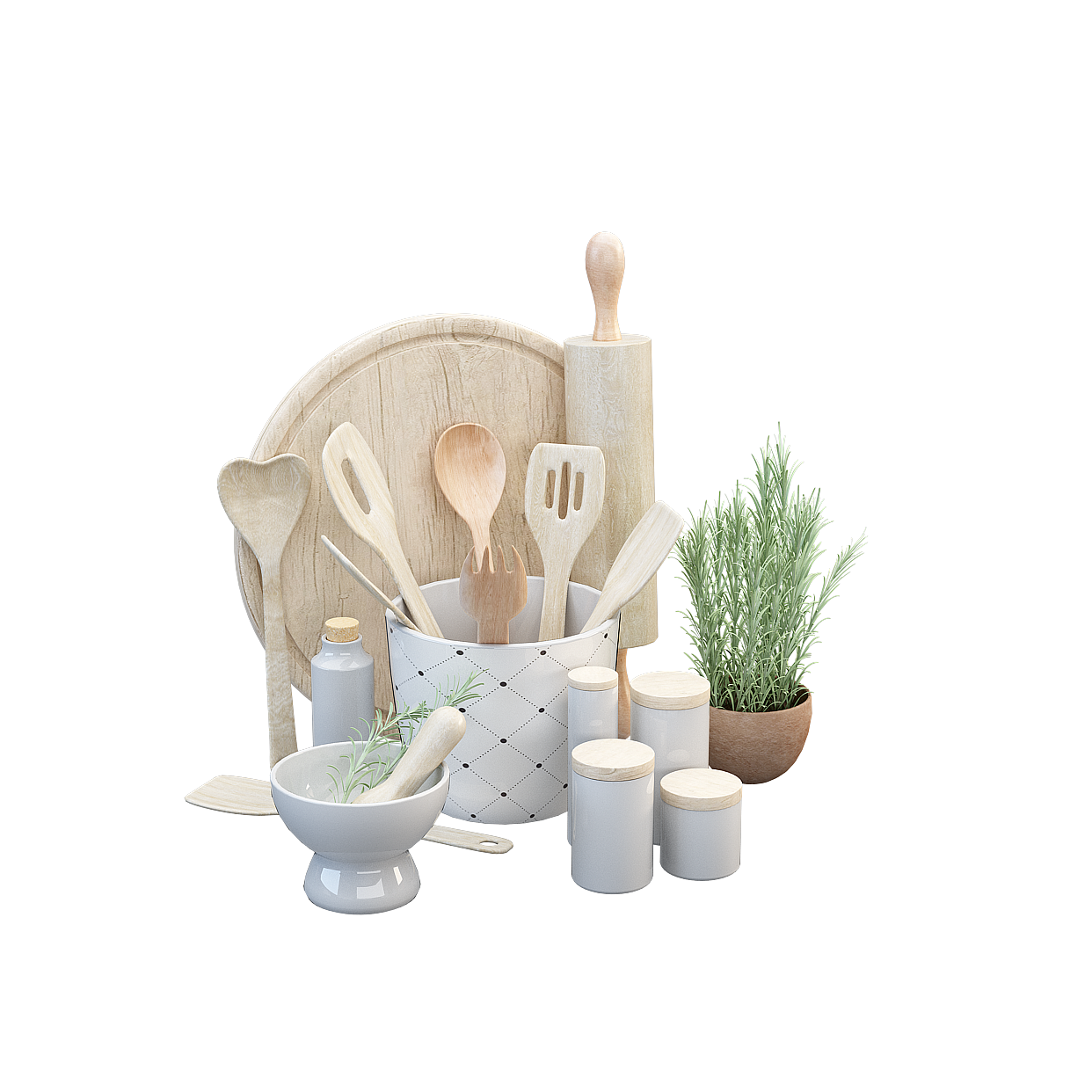 Warm Kitchen Corner 3D Model – Low-Poly Kitchen Scene
