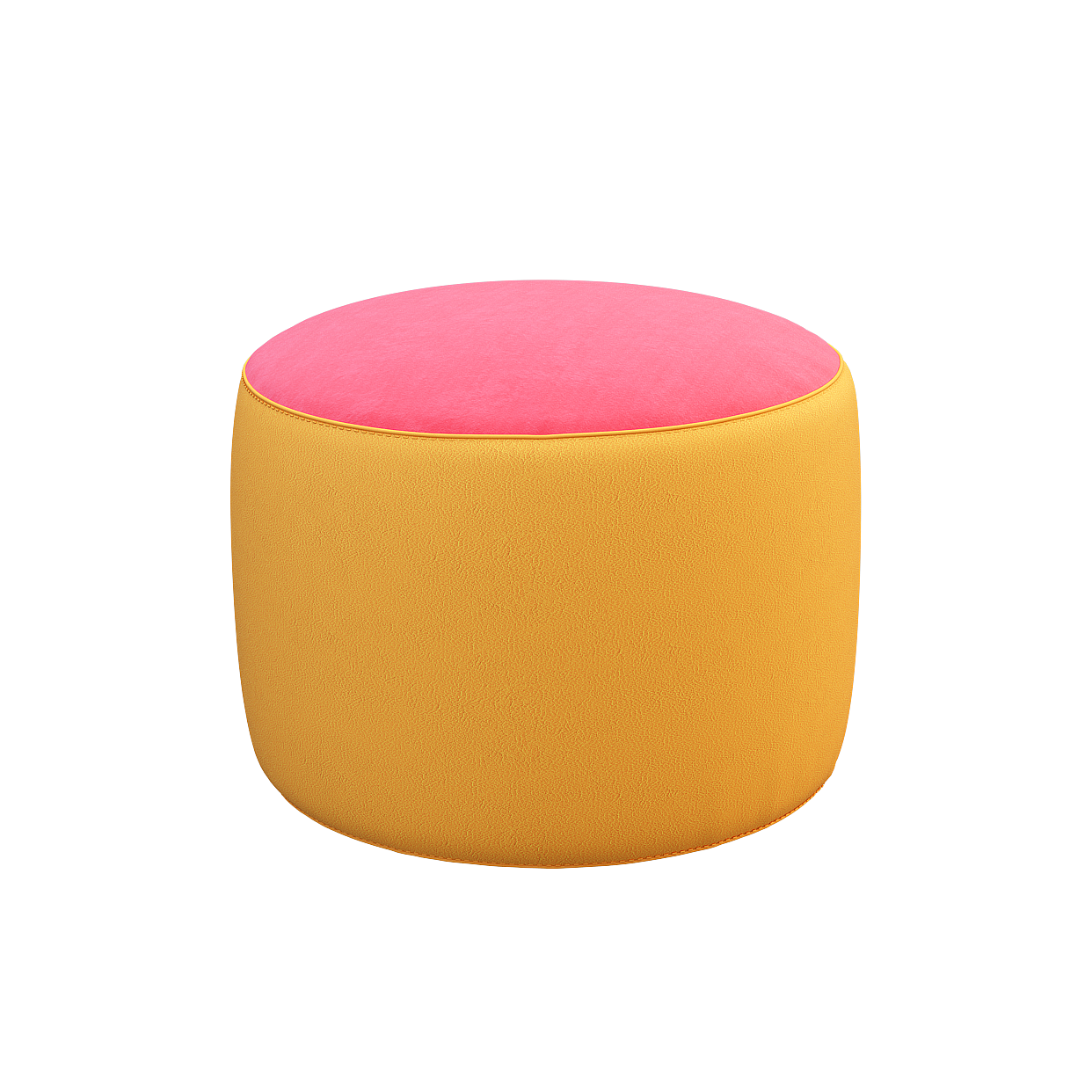 Stylish Round Stool 3D Model – Caramel Leather & Pink Cushion