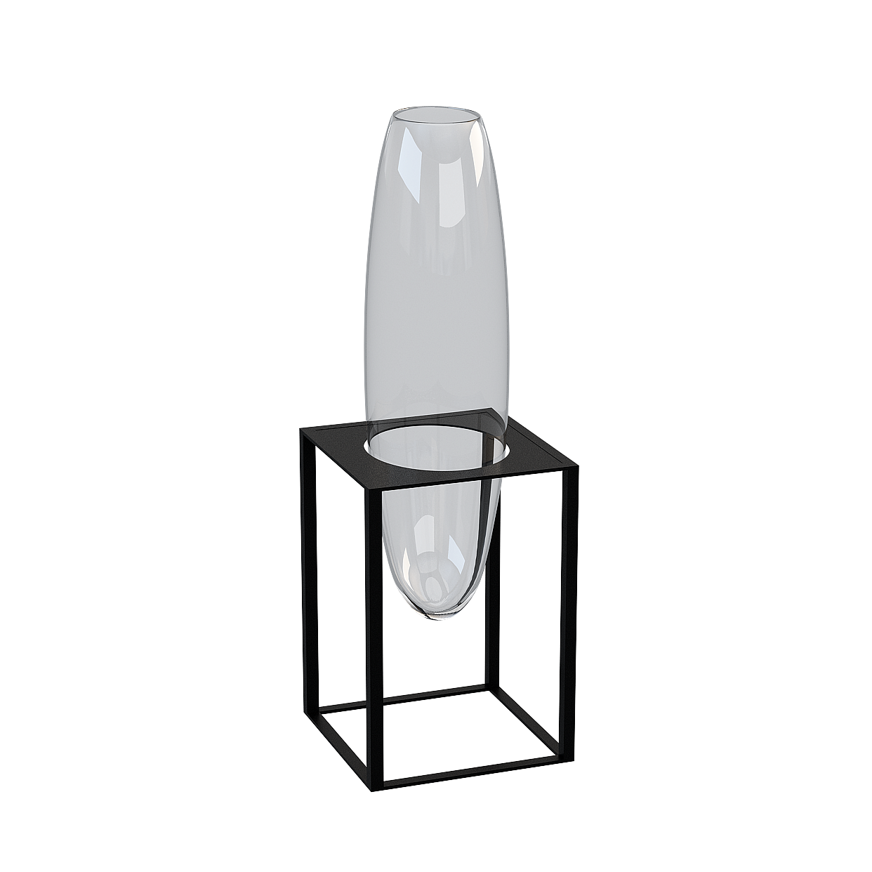 Elegant Glass Art Bottle 3D Model – Transparent Glass Design
