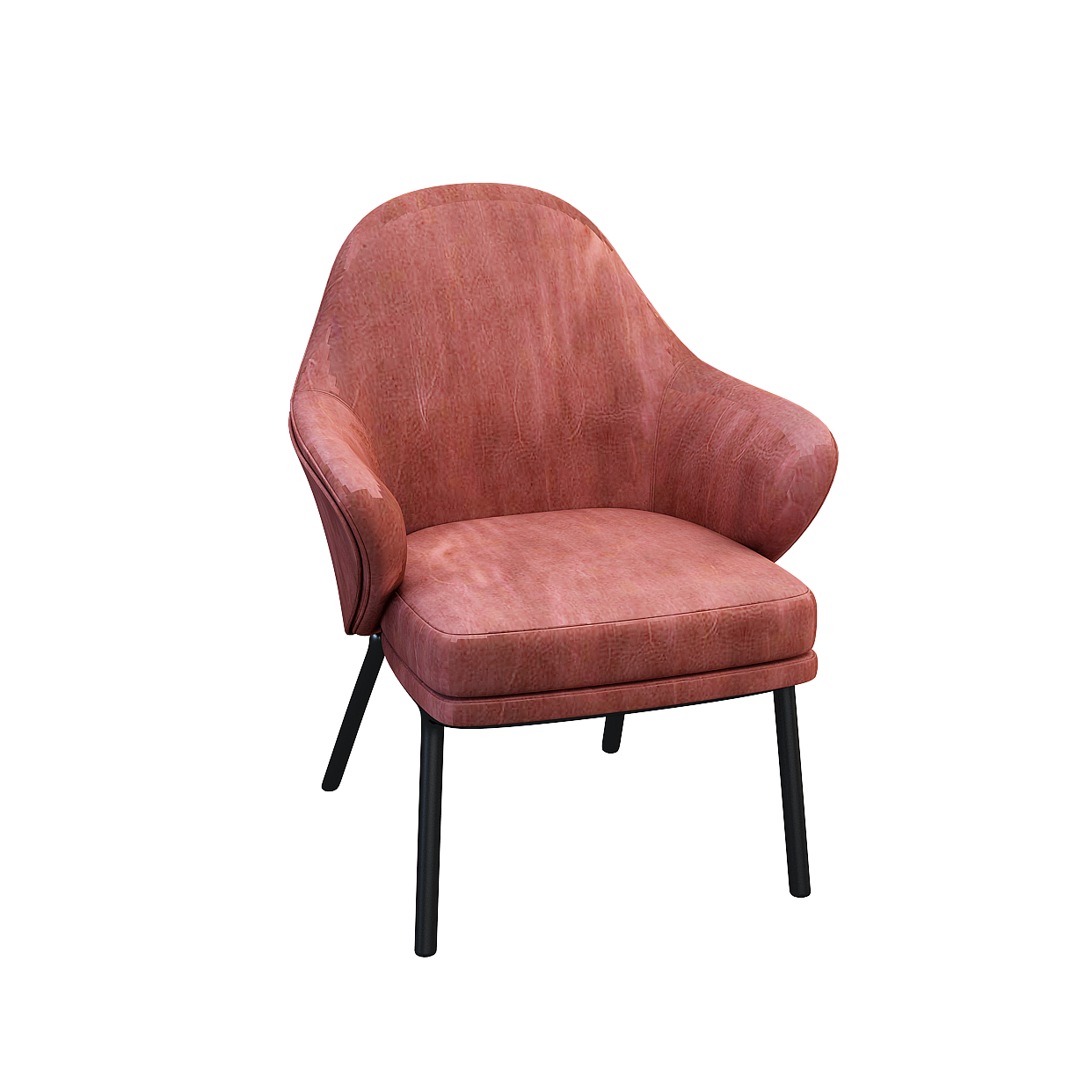 Mid-Century Modern Red Leather Sofa Chair 3D Model