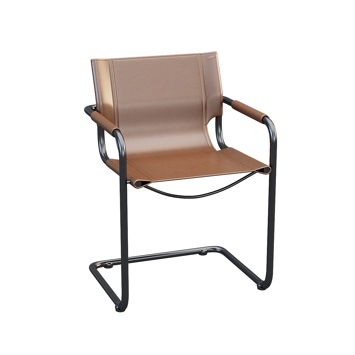 Elegant Low-Poly Chair 3D Model – Leather & Metal Frame