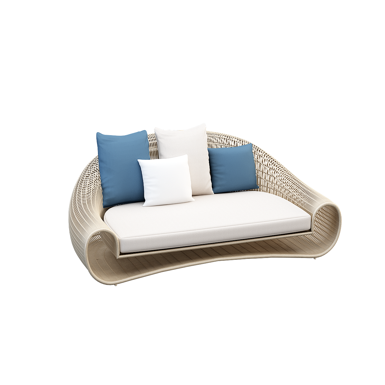 Unique Curved Low-Poly Sofa – Woven Frame Design