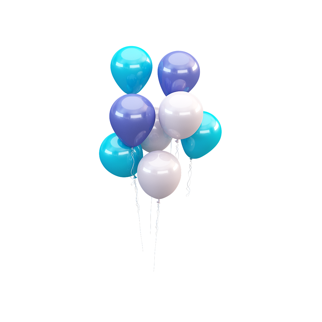 Celebration Balloons 3D Model – Colorful Low-Poly Design
