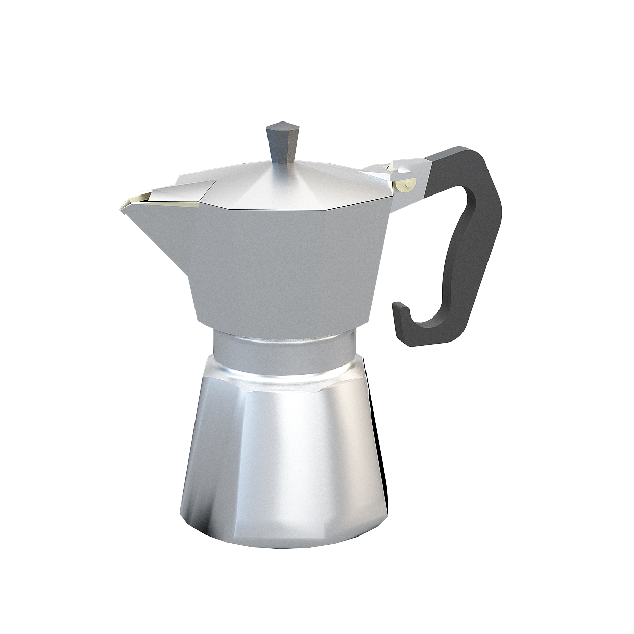 Stylish Moka Pot 3D Model – Low-Poly Coffee Maker