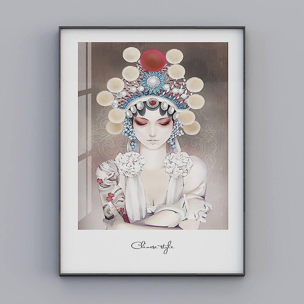 Elegant Eastern Aesthetic 3D Model for Cultural Fusion