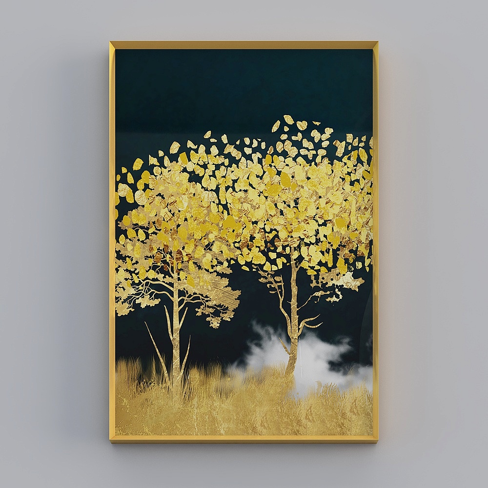 Kibaki American light luxury living room vertical gold frame 60x160cm rich tree two emwy-jc-4