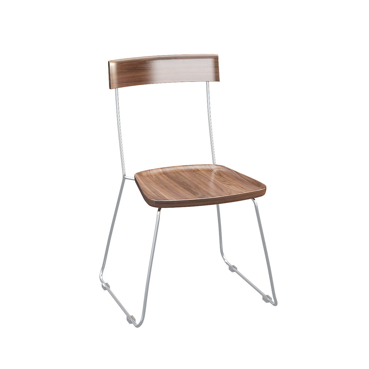 Urban Elegance Chair 3D Model – Wooden Seat & Metal Frame