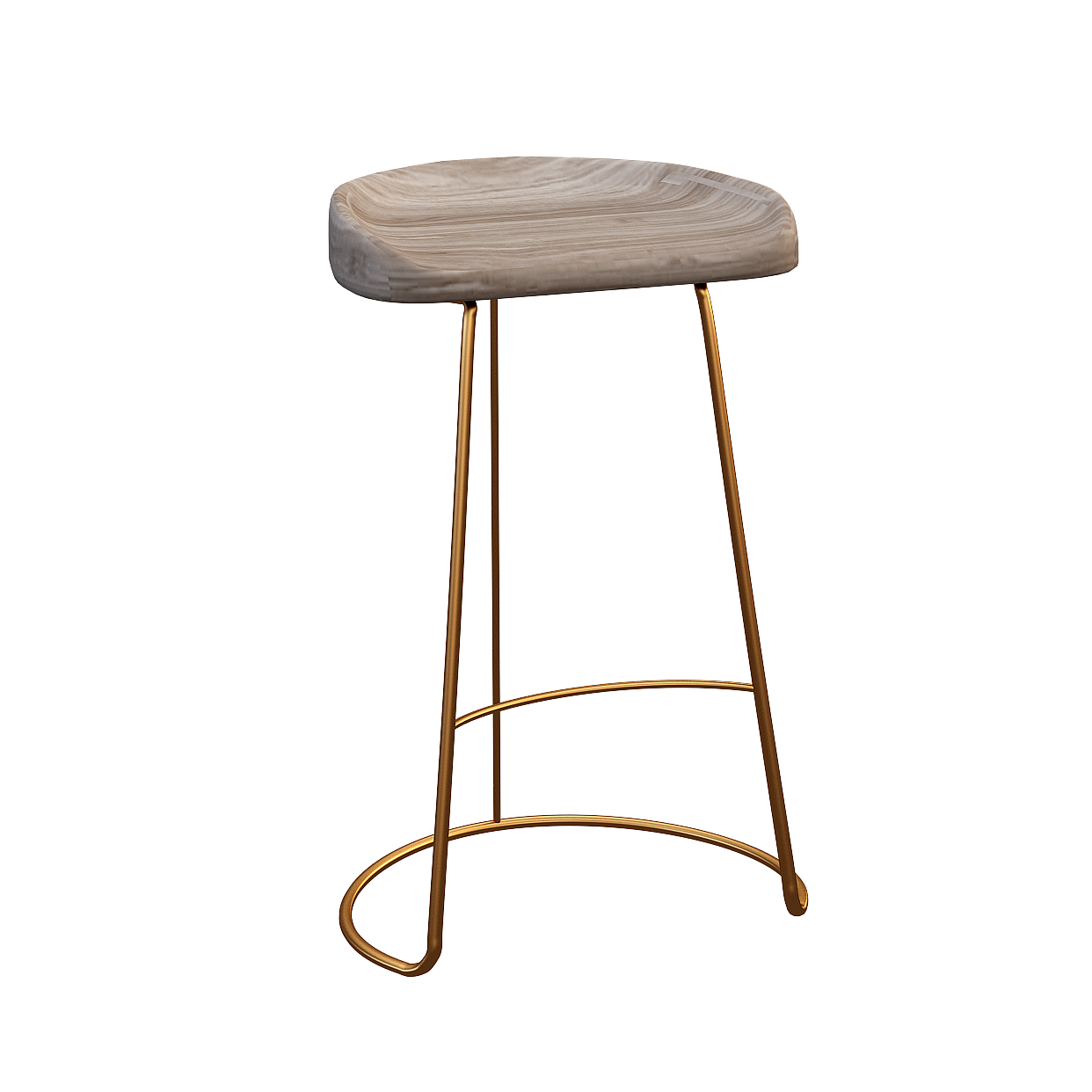 Elegant Low-Polygon Bar Stool 3D Model – Curved Metal Frame