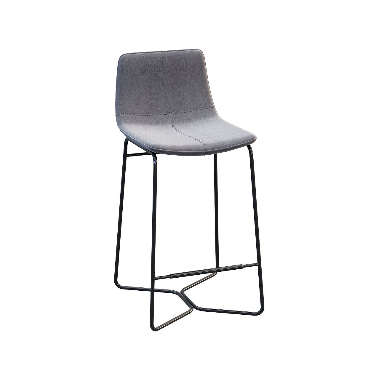 Elegant Minimalist Bar Stool 3D Model – Black Metal Frame