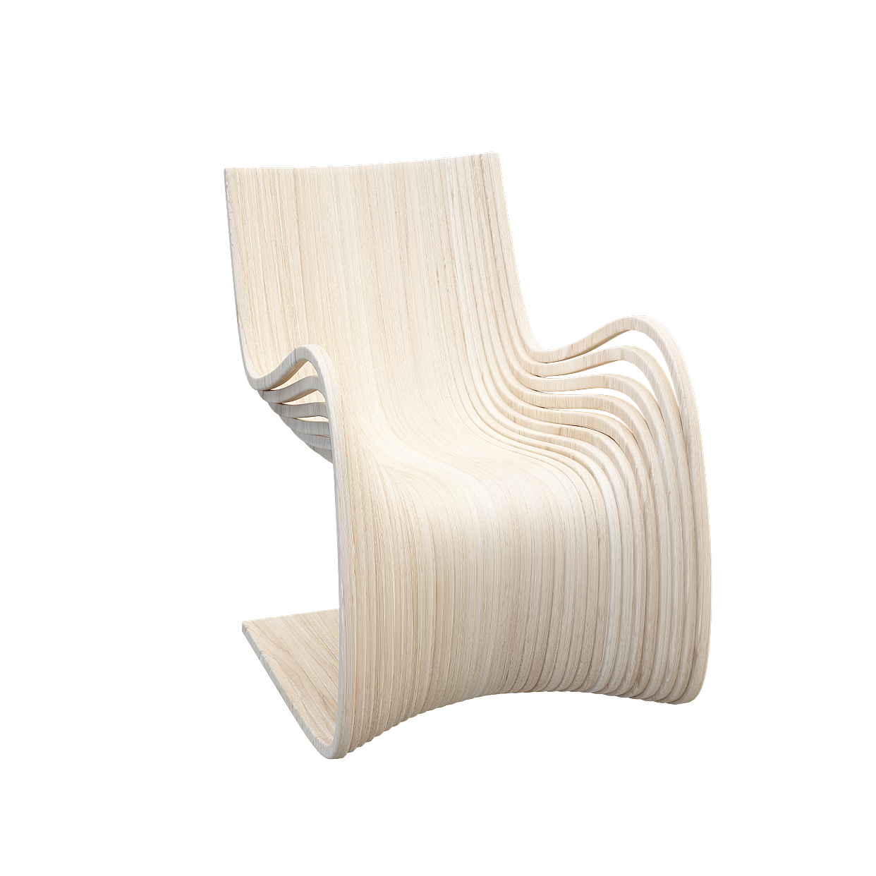 Stylish Organic Chair 3D Model – Natural Wood Texture