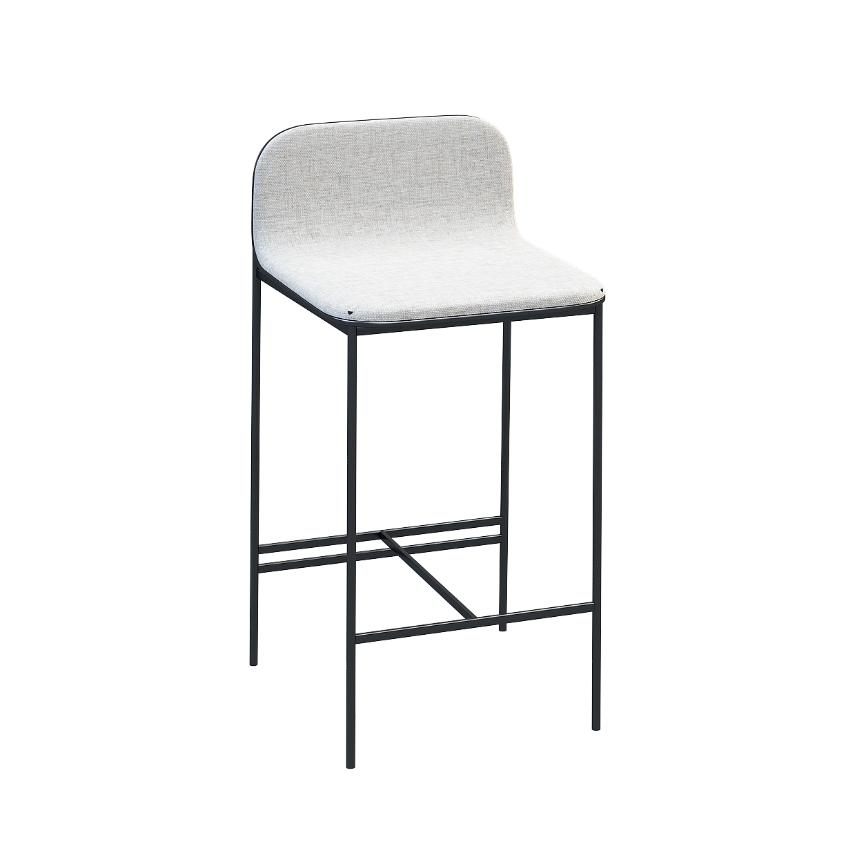Elegant Minimalist Bar Stool 3D Model – Gray Fabric Design