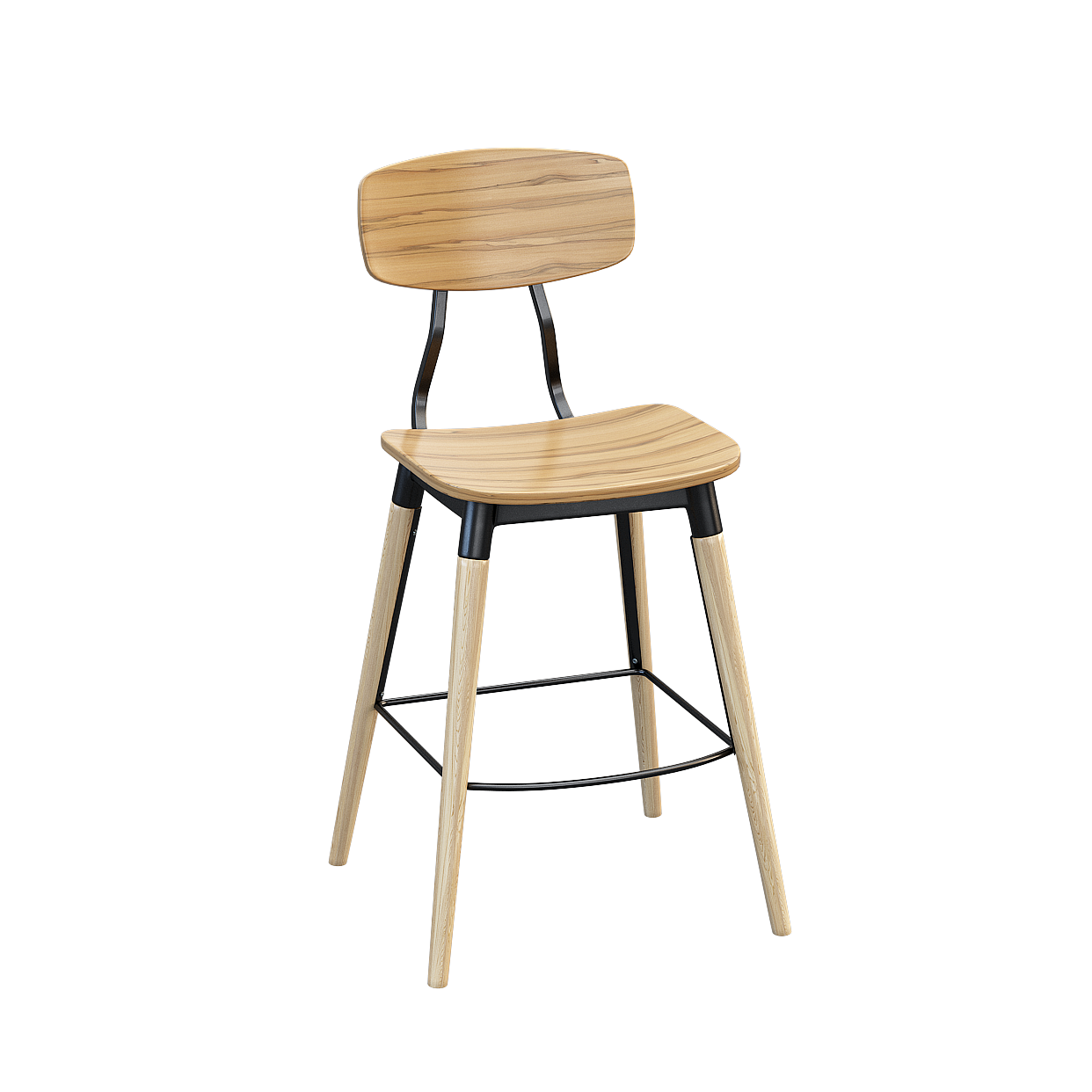 Stylish Vintage-Modern Chair 3D Model – Wood & Metal